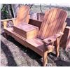 Image 3 : Wooden Outdoor Double Chair With Center Table and Planter Box