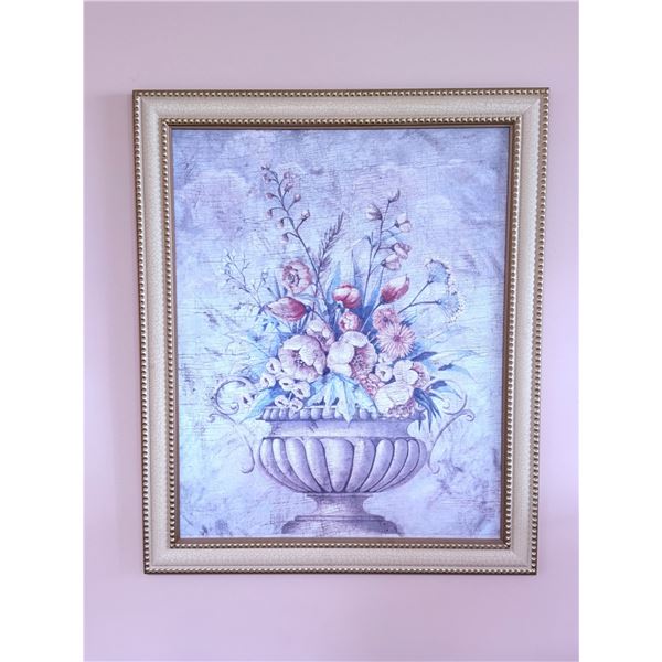 Framed Floral Still Life Print with Ornate Gold-Tone Frame