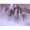 Image 2 : Brass and Crystal Eight-Light Chandelier with Cascading Beads