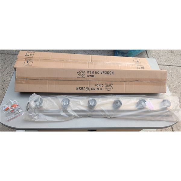 3 Stainless Steel 6-Light Vanity Fixture, Model VR36SN, with Packaging