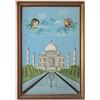 Image 1 : Framed Painting of the Taj Mahal with Portrait Accents, Acrylic on Canvas