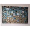 Image 1 : Media Artwork on Canvas with Textured Abstract Square Pattern