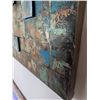Image 2 : Media Artwork on Canvas with Textured Abstract Square Pattern
