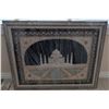 Image 1 : Framed Textile Artwork Depicting the Taj Mahal