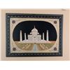 Image 1 : Framed Embroidered Depiction of the Taj Mahal on Black Fabric