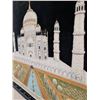 Image 3 : Framed Embroidered Depiction of the Taj Mahal on Black Fabric