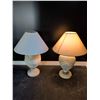 Image 1 : Ceramic Table Lamps with Textured Bases and Cone-Shaped Shades