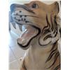 Image 2 : Painted Ceramic Tiger Figurine and Black Lattice Vase with Decorative Sticks