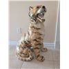 Image 3 : Painted Ceramic Tiger Figurine and Black Lattice Vase with Decorative Sticks