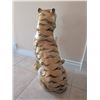 Image 4 : Painted Ceramic Tiger Figurine and Black Lattice Vase with Decorative Sticks