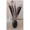 Image 5 : Painted Ceramic Tiger Figurine and Black Lattice Vase with Decorative Sticks