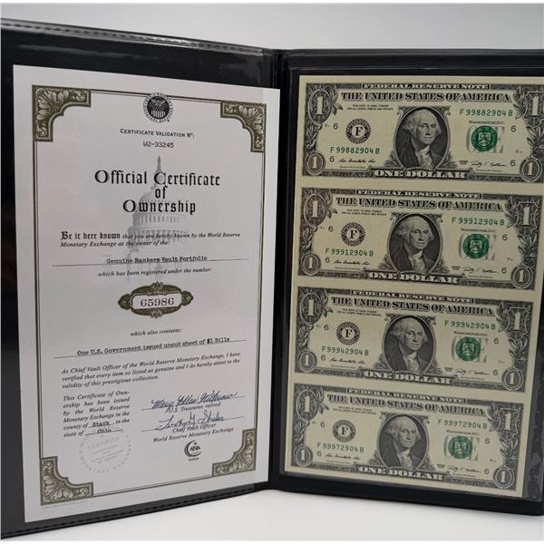 World Reserve Uncut $1 Bills