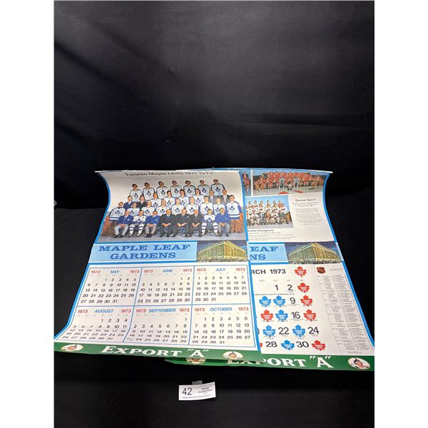 Lot of 2 1972/73 NHL Export A Calendar Pages