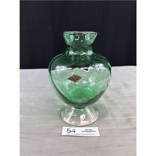 Vintage Radio Brand Hand Blown Glass 7.5" Vase w/Pedestal Base - Made in Japan