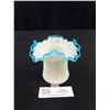 Image 1 : Vintage Fenton Milk Glass 5" Aqua Crest Top Hat Vase