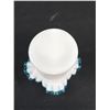 Image 3 : Vintage Fenton Milk Glass 5" Aqua Crest Top Hat Vase