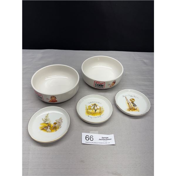Vintage Holly Hobbie Dishes & Kellogg's Corn Flakes Bowls