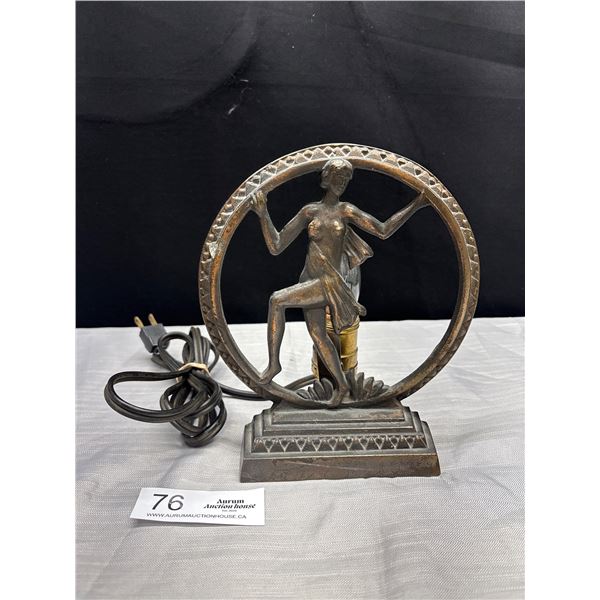 A Very Nice Art Deco Table Lamp Missing back Glass Displays Well