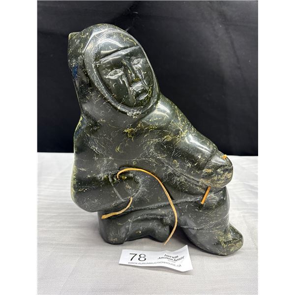 A Signed Canada Inuit Soap Stone  Man with Certification Sticker