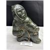 Image 1 : A Signed Canada Inuit Soap Stone  Man with Certification Sticker