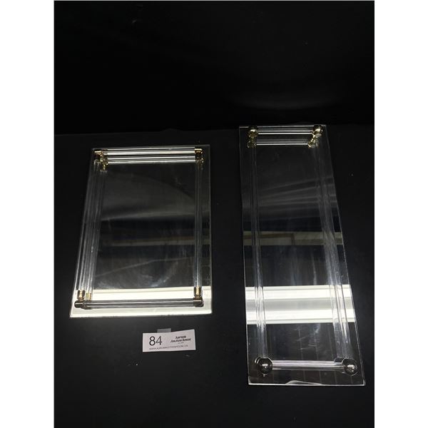 2 Vintage Mirror Display Trays with Edges