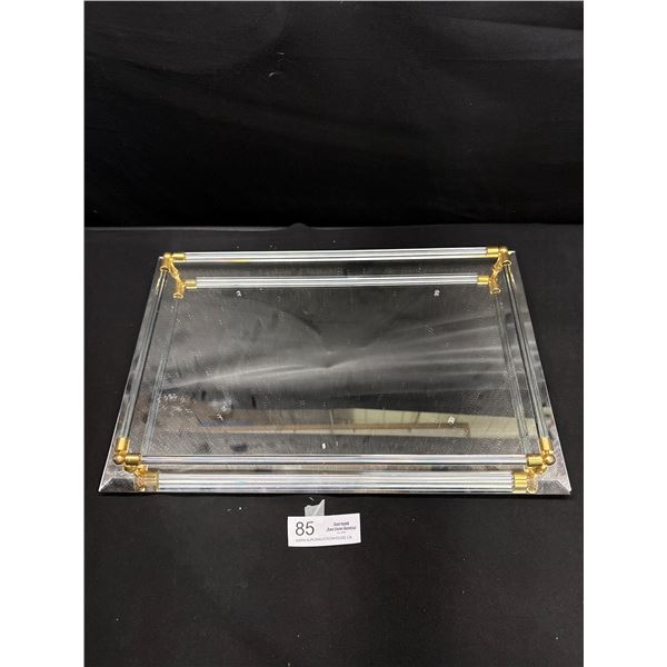 A Vintage Mirrored Tray with Decorative Edges Approx 18" x 12"