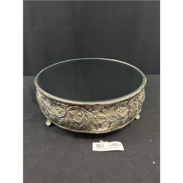 Studio Silversmiths Silver Plated Mirrored Top Cake/Display Stand 12"