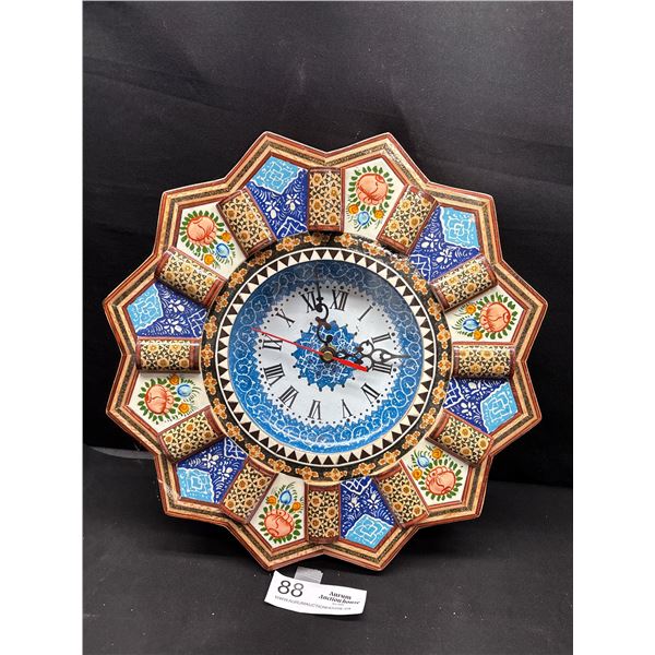 A Very Nice  Persian Khatamkan Wall Clock Khatam Kari 3