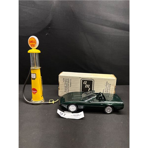 1994 Corvette Convertible Promo Car in Box Plus Small Shell Gas Pump