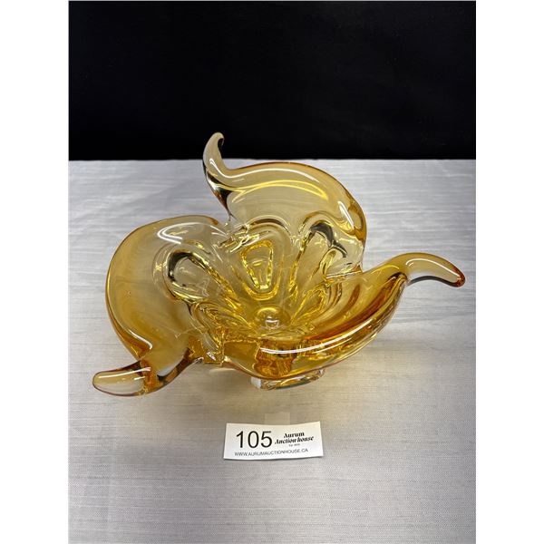 Nice Brown Yellow Chalet Glass decorative Dish