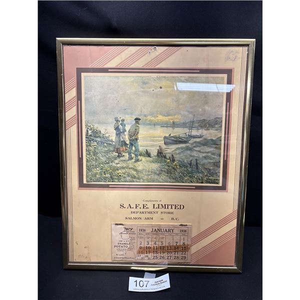 Nicely Framed 1948 Mikes Market Seattle Washington Calendar 13" x 16"