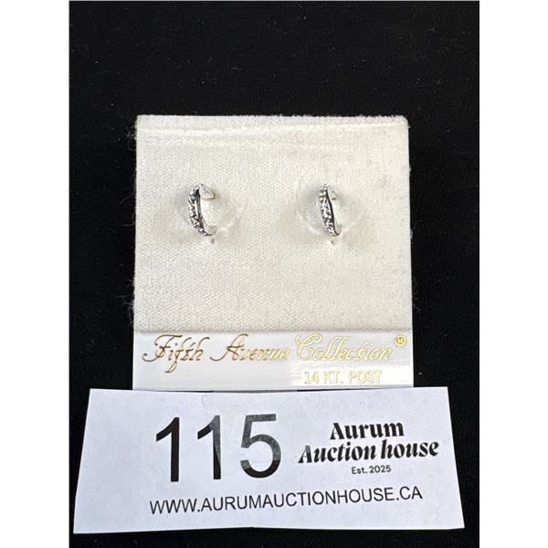 NOS Fifth Avenue Collection 14kt Post Swarovski Crystal Earrings - Small Hoop - Tons of Sparkle - Ma