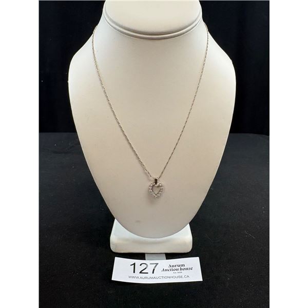 926 Sterling Silver Pendant & Chain - Heart Pendant 3/4" Drop - 18"  Chain - Marked & Tested