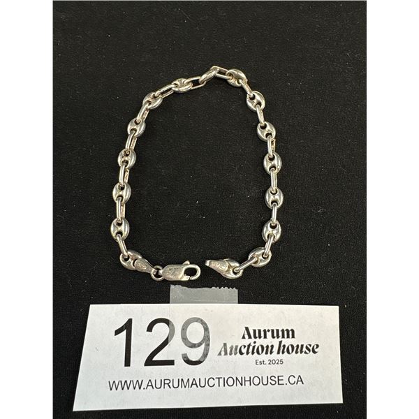 Solid 925 Sterling Silver Italy 7.25" Mariner Link Bracelet with Lobster Clasp