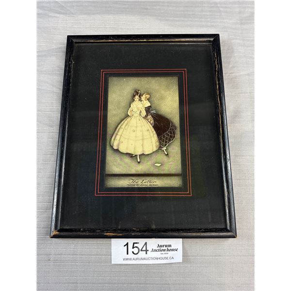 Framed Art Deco Print Titled The Letter By Artist Jennie Harver