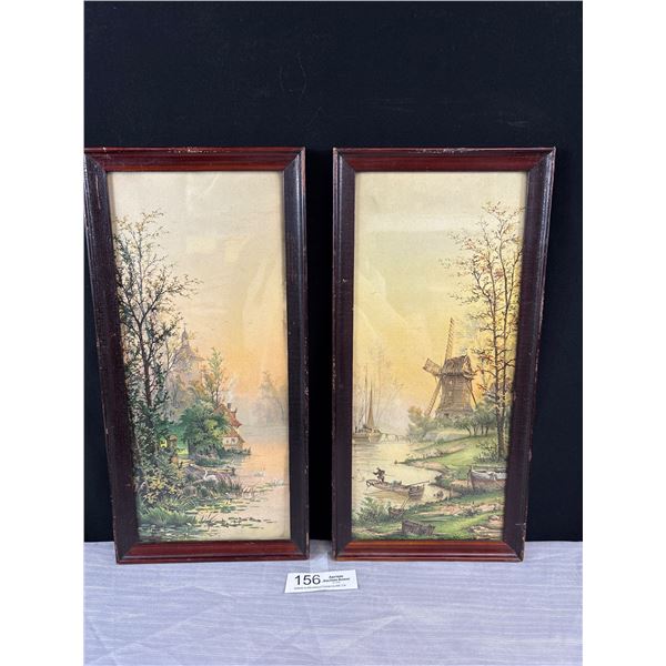 2 Nicely Framed 8" x 16.5" Landscape Prints, Early 20th Century
