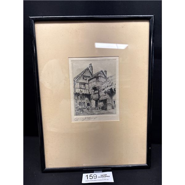 Nicely Penciled Signed Etching Framed 11" x 14" British Artist Edward J Cherry