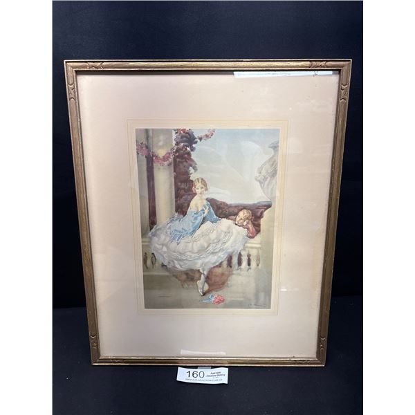 Antique Print by Walter Earnest Webster (Romance) Framed 14" x 17"