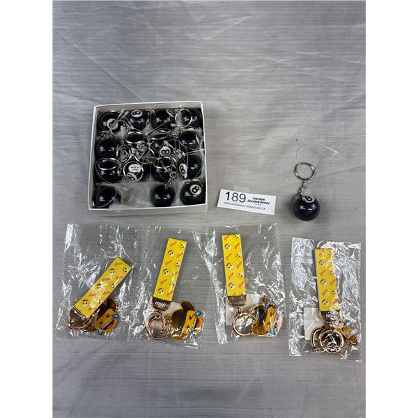 Nice Lot of Brand New Keychains 8 Ball Etc