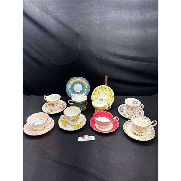 Lot of 8 Vintage Bone China Teacups and Saucers No Chips or Cracks, 2 Aynsley, 2 Paragon etc