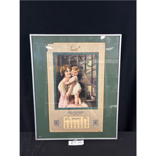 Nicely Framed 1925 RCW Richards Willcox Calendar Approx 20" x 16"