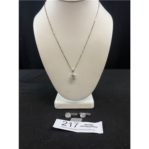 Very Nice Sterling Silver Necklace with Pendant and Matching Earrings