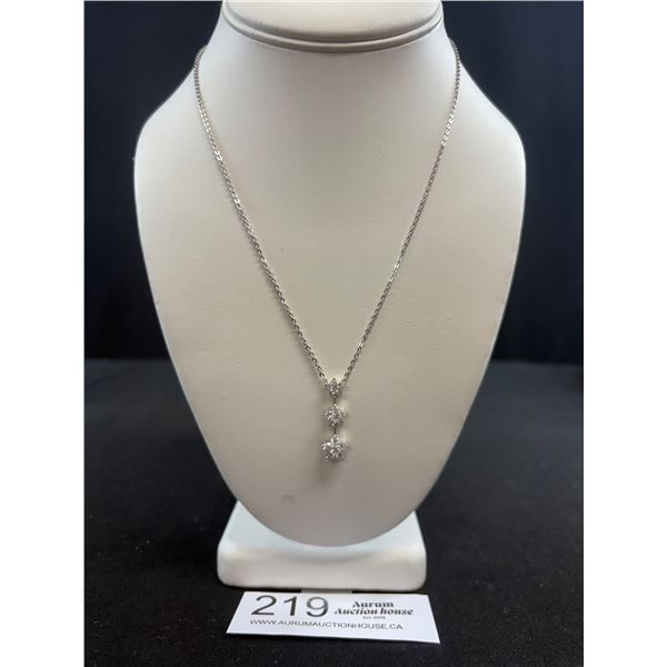 Very Nice Sterling Silver Necklace with Flower Pendant