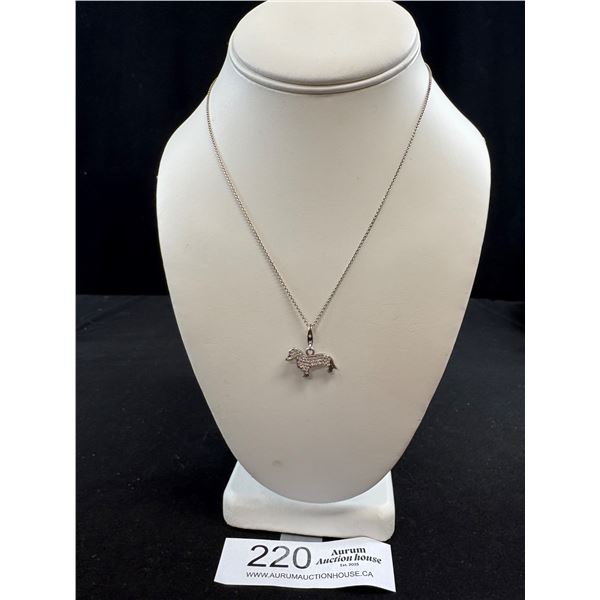 Very Nice Sterling Silver Necklace with Dog Pendant Signed by Artist