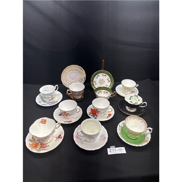 Lot of 10 Vintage Bone China Teacups and Saucers No Chips or Cracks 2 Royal Albert, 1 Elizabethan, E