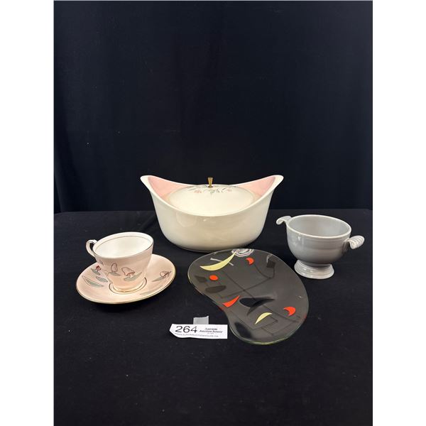 Very Nice Midcentury Lot of Serving Pot with Lid, Aynsley Teacup and Saucer, etc.