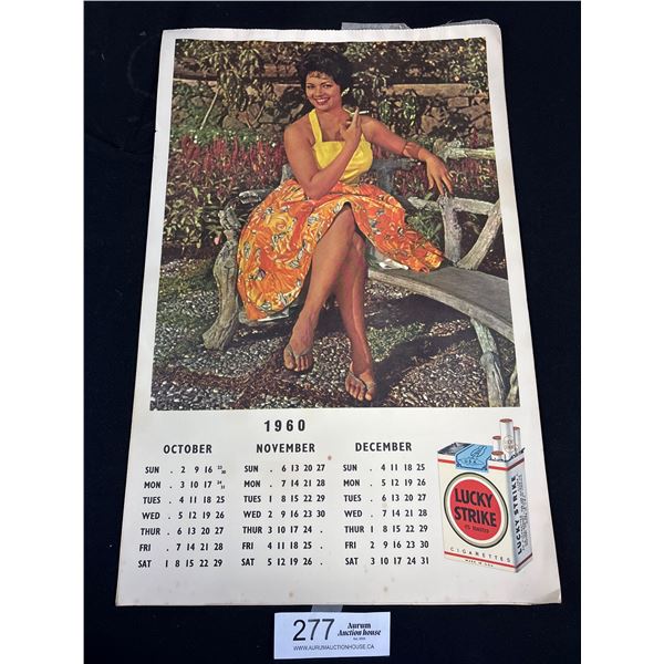 Lot of 3 11.5" x 18" 1960 Lucky Strike Calendars with Calendar Girls