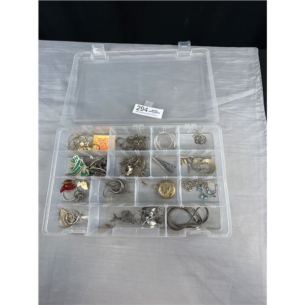 Nice Tray of Vintage Jewelry & Parts Some sterling some mexico silver and unplated