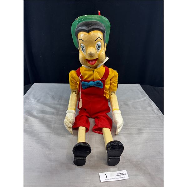 Vintage 27" Tall Wooden Pinocchio Marionette Puppet with no Strings