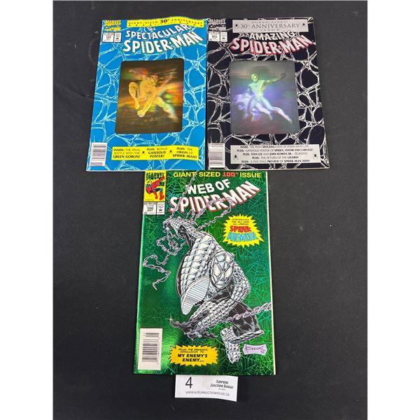 Lot of 3 Spiderman Comics 30th Anniversary, 100th Issue, andb Giant Size 30th Anniversary